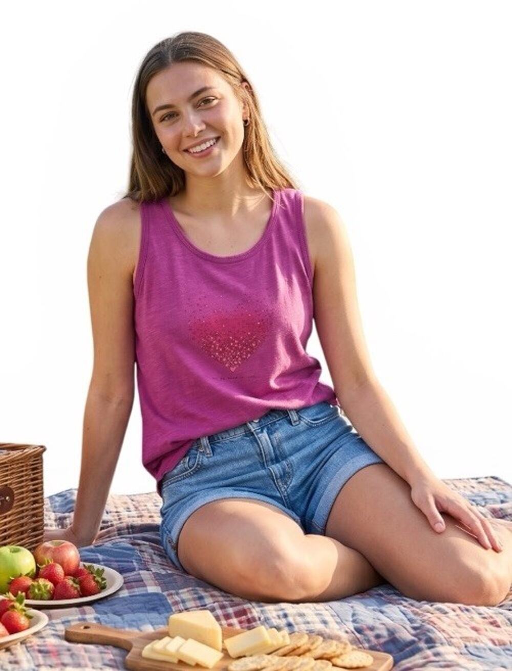 Life Is Good Women’s All We Need Is Love Pink Heart Crusher Tank Size Medium